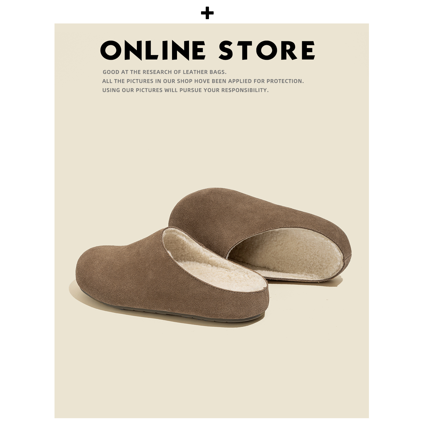 真皮版！加绒勃肯鞋女冬季2025新款厚底保暖毛毛鞋外穿半拖棉鞋主图