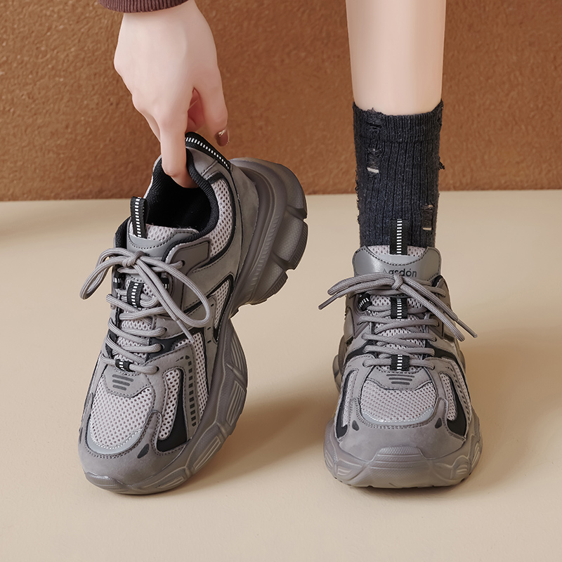 奥古狮登灰色老爹鞋女款2025新款秋季增高百搭运动休闲鞋主图