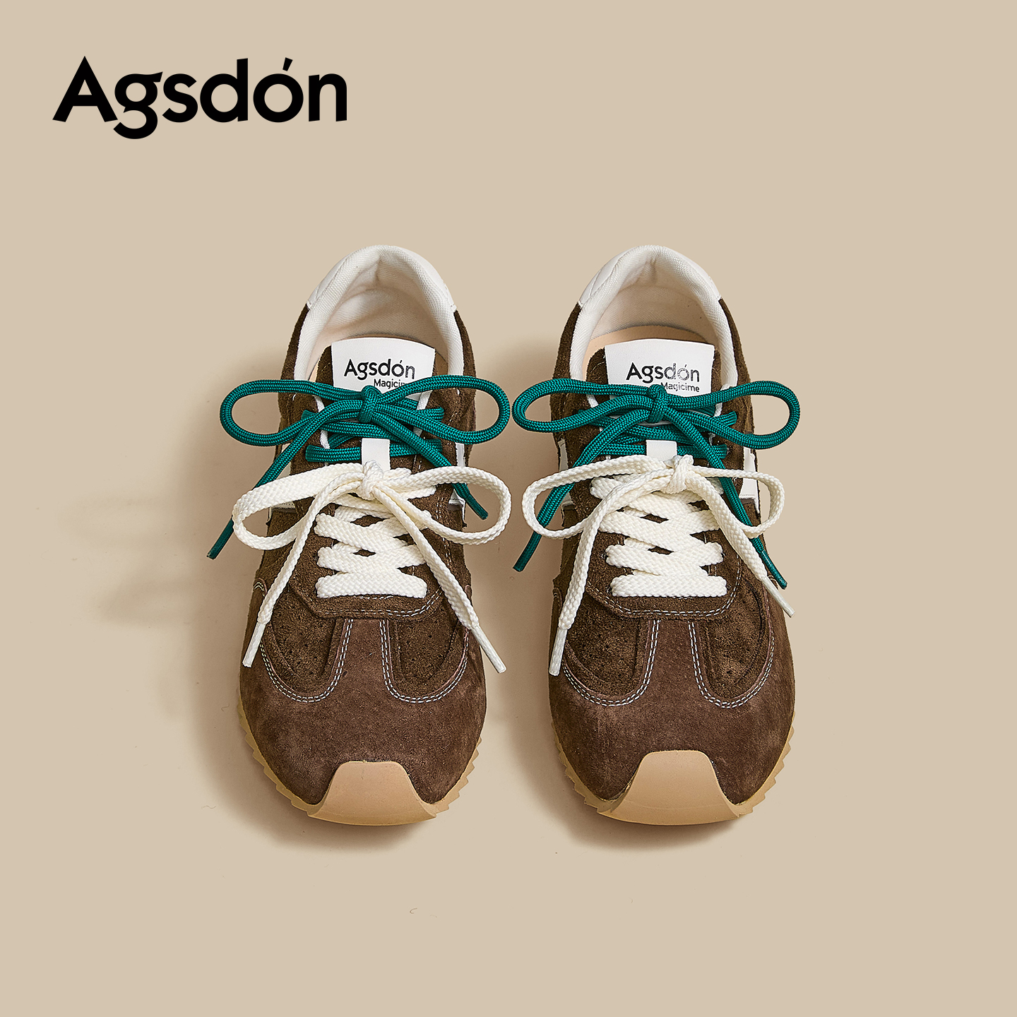 奥古狮登德训鞋女2025新款秋冬季百搭棕色芭蕾阿甘休闲运动女鞋子主图