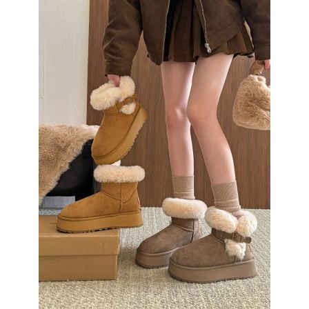 贾不假雪地靴女款2025新款秋季超厚东北毛绒加绒厚底保暖鞋棉靴子