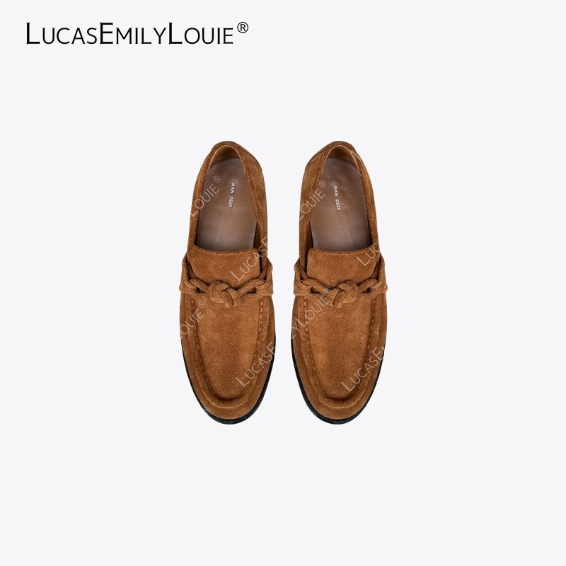 LUCASEMILYLOUIE 欢姐0220牛皮绒一脚蹬平底休闲乐福鞋250134主图