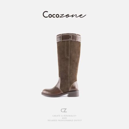 COCO ZONE 刘一一​ 美式通勤经典时尚搭扣撞色拼接靴子 CD2A2043