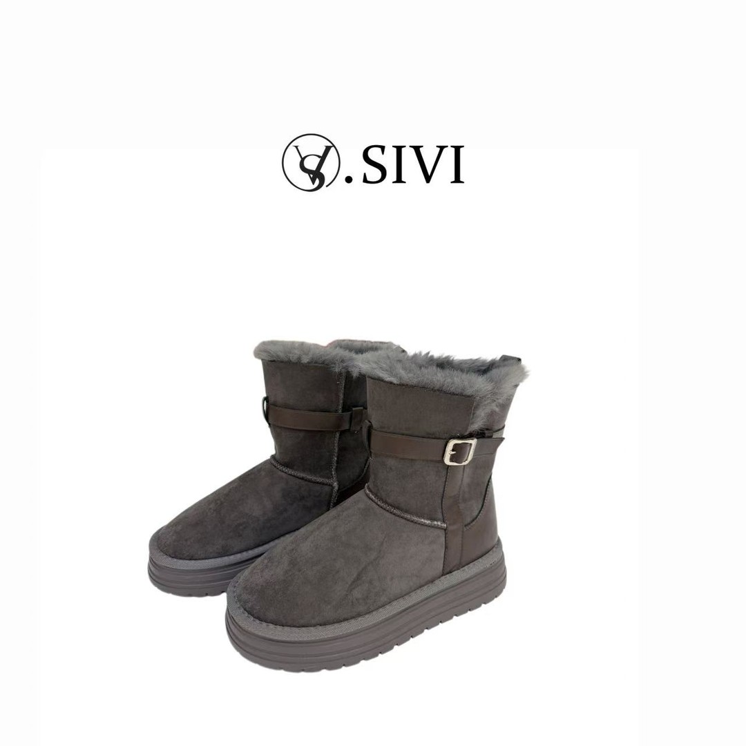 熙薇品牌2025秋冬新款靴百搭时尚保暖厚底中高跟靴子H6105主图