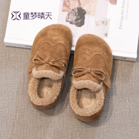 童梦晴天女童大棉鞋2025新款儿童皮鞋秋冬女宝加绒鞋子洋气勃肯鞋