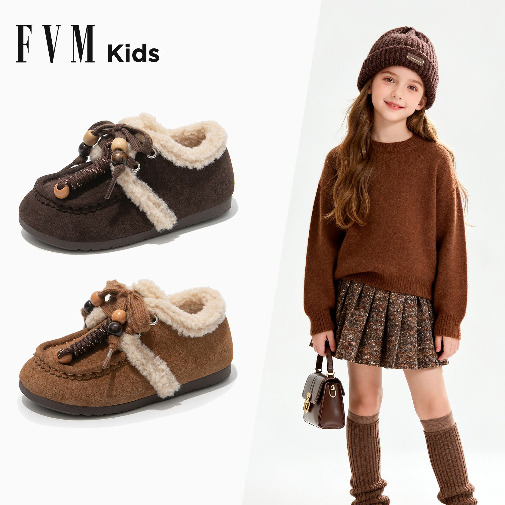 女童鞋子儿童公主雪地靴2025新款冬季宝宝女孩加绒毛毛勃肯二棉鞋主图