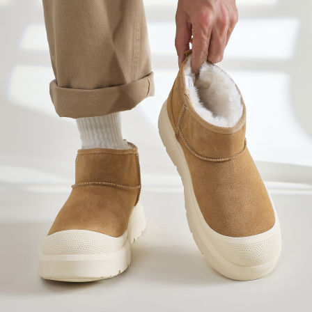 王一博同款雪地靴男冬季加绒厚底套脚马丁靴保暖户外防寒面包棉鞋