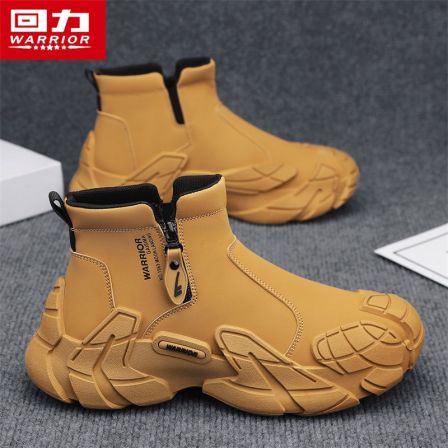 回力2025新款圆头潮流风拉链素面厚款马丁靴休闲男鞋潮鞋靴子秋季