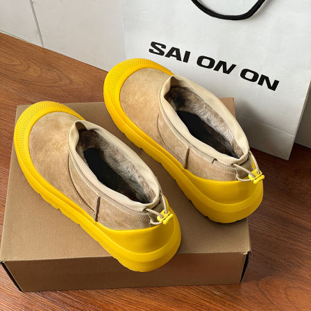 王一博同款塔斯曼厚底雪地靴男冬季皮毛一体加绒加厚保暖棉鞋女