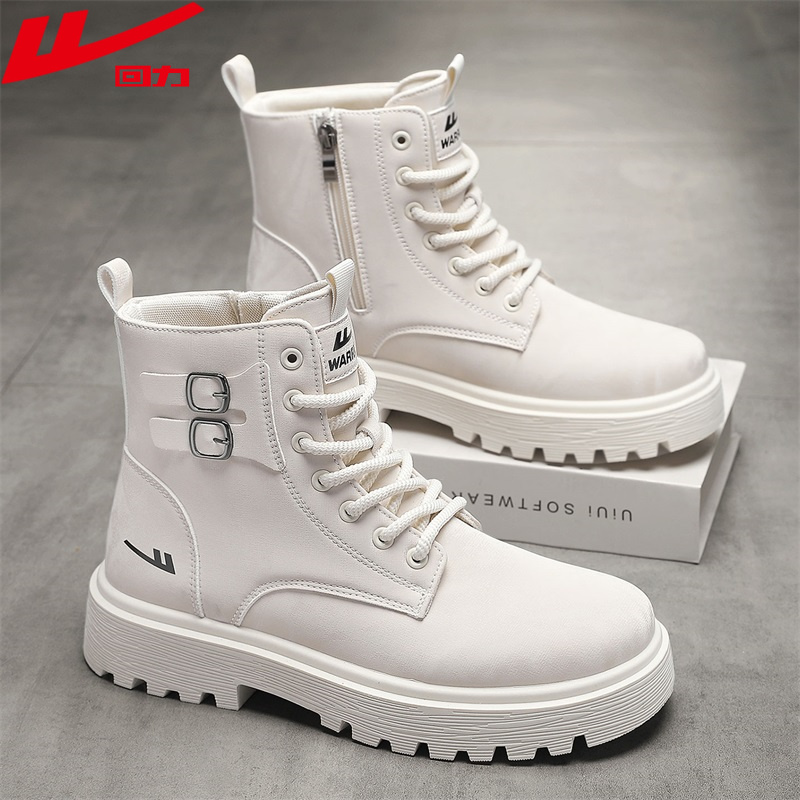 回力马丁靴男鞋秋季2025新款白色靴子英伦风高帮机车靴工装靴男士主图