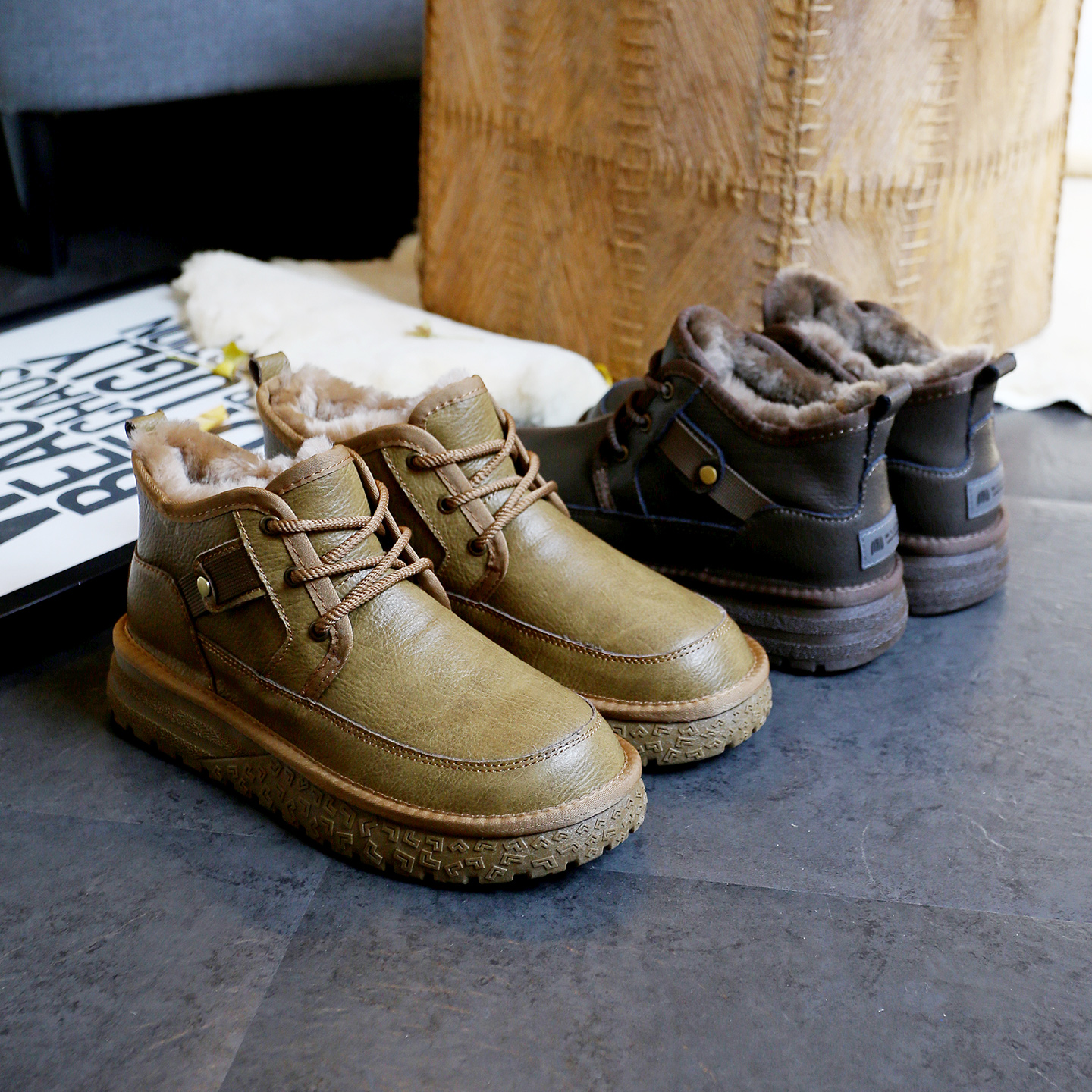 男款雪地靴2025新款冬季防滑防滑短筒靴皮毛一体户外休闲棉鞋潮流主图