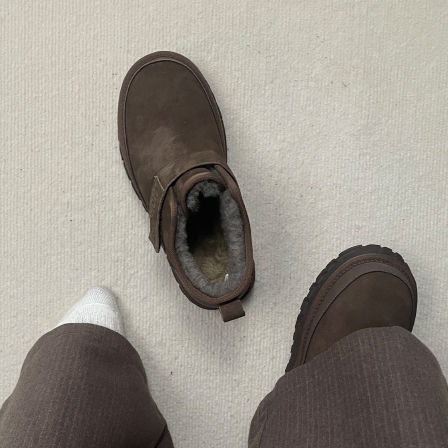 新款雪地靴男皮毛一体冬季加绒加厚保暖棉鞋厚底防水防滑面包靴子