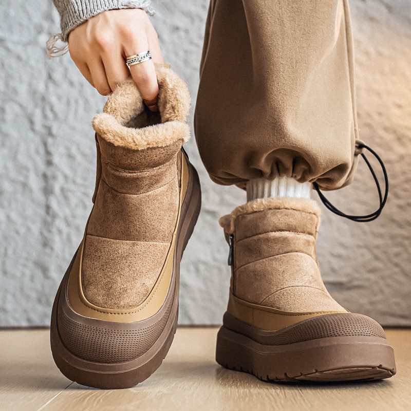 雪地靴冬季加绒加厚男女厚底羊皮毛一体防水防滑零下40度抗冻棉鞋主图