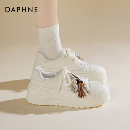 达芙妮厚底小白鞋女2025新款秋季增高鞋子软底休闲运动鞋白色板鞋