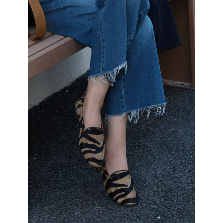 Lmuni Fa三木  澳大利亚进口牛皮  时尚休闲斑马纹豹纹平底乐福鞋