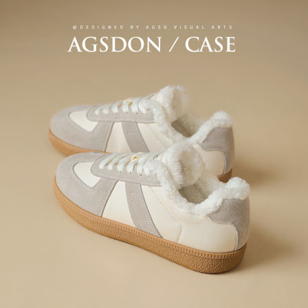 奥古狮登加绒德训鞋女2025新款冬季厚底棉鞋防滑百搭保暖休闲板鞋