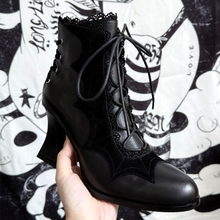 【补款/现货】德古拉伯爵 GURURU原创哥特暗黑系尖头蝙蝠靴