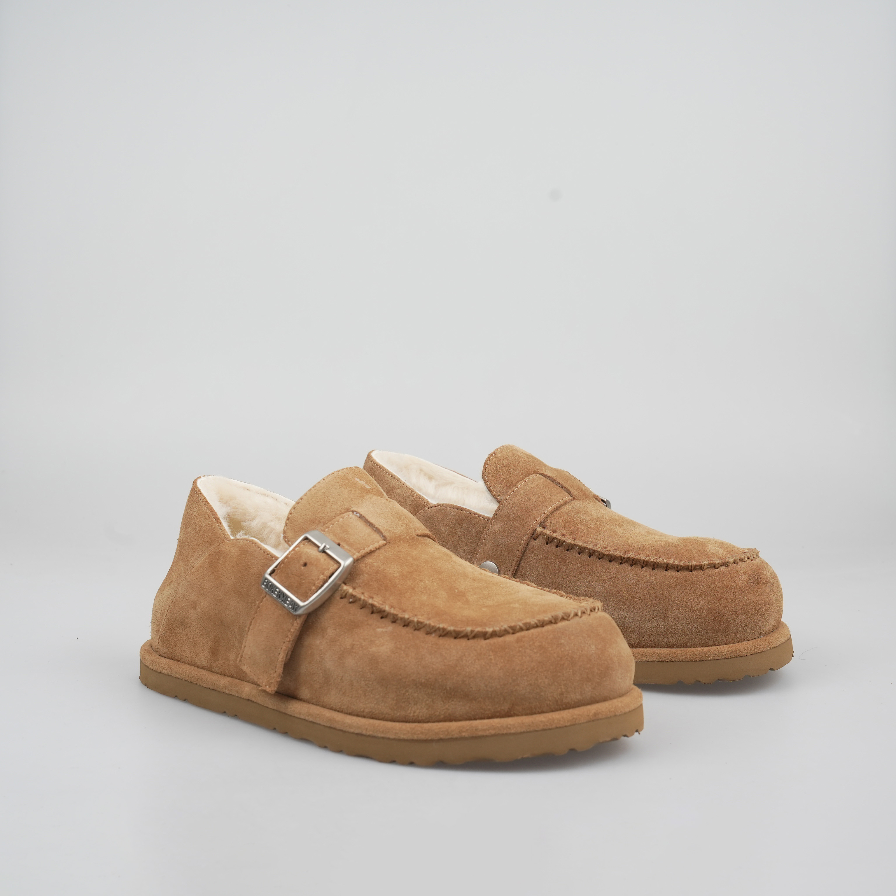 宁儿Lynn羊毛鞋子外穿一脚蹬勃肯鞋2025新款冬季毛绒款雪地豆豆鞋主图