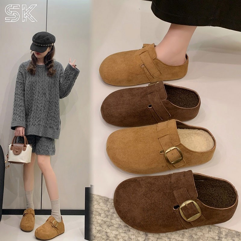 SK韩国设计师品牌软底休闲风拖平底包头款秋冬季舒适百搭风056主图