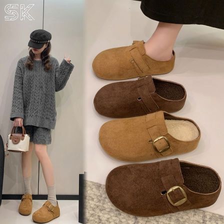 SK韩国设计师品牌软底休闲风拖平底包头款秋冬季舒适百搭风056