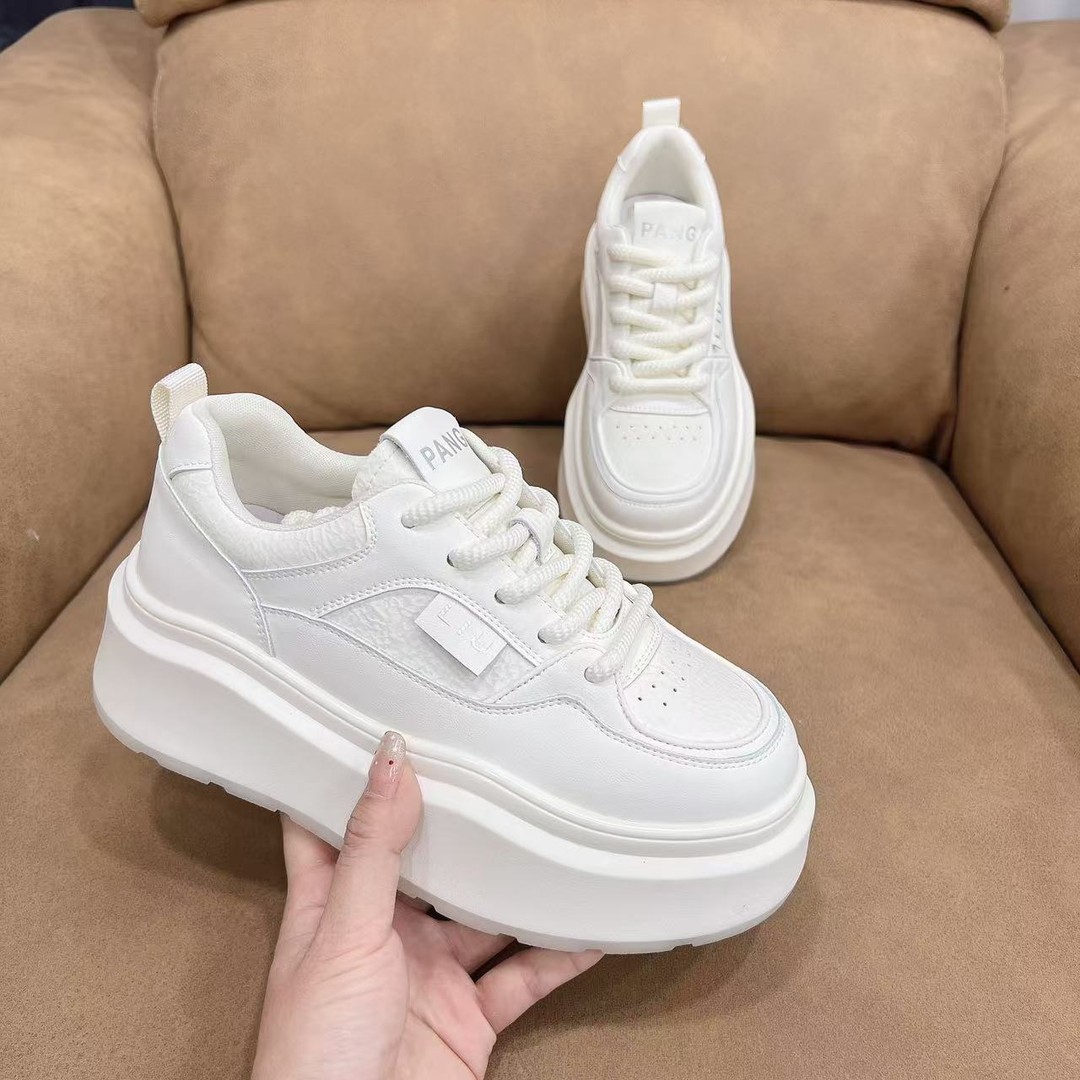 金匠11单款#刘胖胖女士真皮松糕厚底休闲百搭韩版小白鞋运动时尚主图