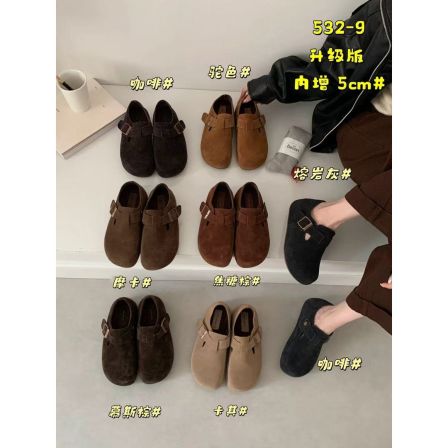 L-532-9#【真皮】韩系“加绒”随性慵懒舒适百搭休闲全包勃肯鞋女