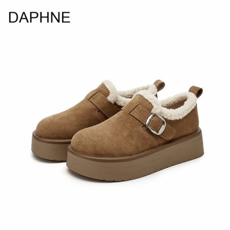 达芙妮毛毛勃肯鞋女2025冬季新款一脚蹬厚底百搭休闲鞋复古女鞋子