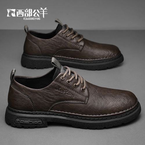 西部公羊【正品保正】牛皮男秋冬真皮手工缝线商务休闲舒适时尚软底主图