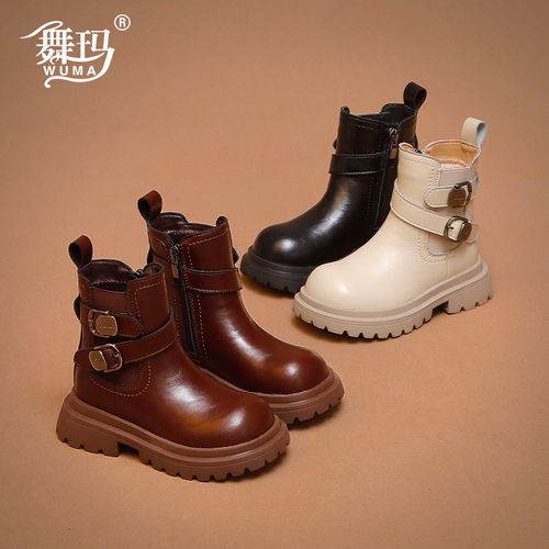 舞玛女童靴子儿童公主马丁短靴2025新款秋冬季女孩洋气皮靴548649主图
