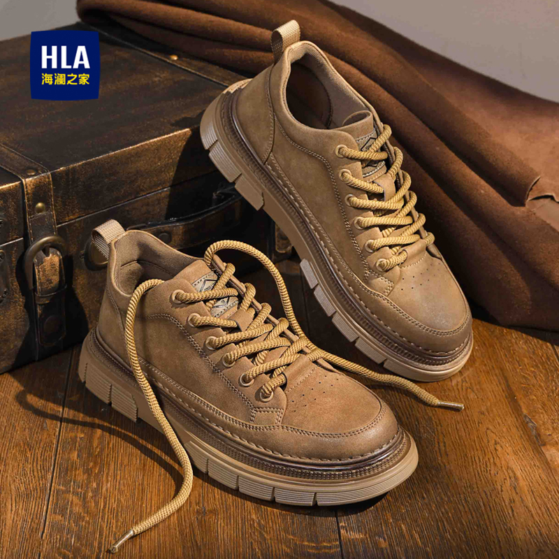 海澜之家男鞋秋冬季正品真皮英伦风休闲户外工装鞋子男百搭皮鞋男主图