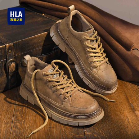 海澜之家男鞋秋冬季正品真皮英伦风休闲户外工装鞋子男百搭皮鞋男