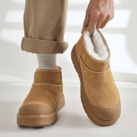 雪地靴男女款冬季加绒加厚一脚蹬保暖防水防寒棉靴户外厚底大棉鞋