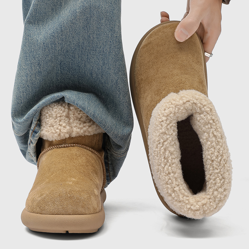 小土豆加绒大头丑萌雪地靴男女冬季棉鞋长筒防寒一脚蹬穆勒毛毛鞋主图