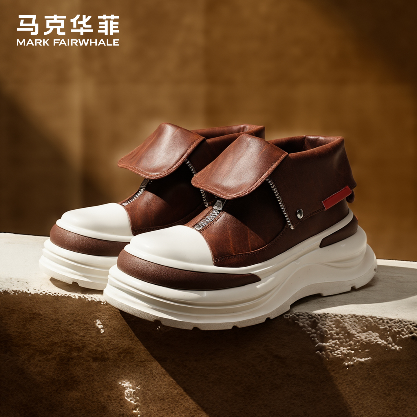 马克华菲高帮鞋子男鞋2025新款冬季加绒加厚棉鞋男款高级马丁靴男主图