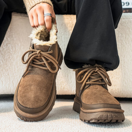 雪地靴男冬季新款加绒加厚保暖防寒面包棉鞋厚底增高防滑东北棉靴