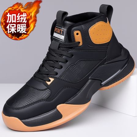 二棉鞋子男鞋2025新款冬季皮面加绒加厚高帮运动鞋青少年篮球潮鞋