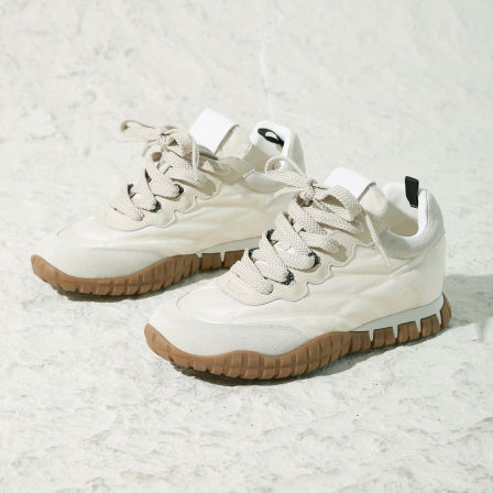 25新【质感牛猄/功能防水布/轻盈脚感/增高5cm】Miu风休闲运动鞋