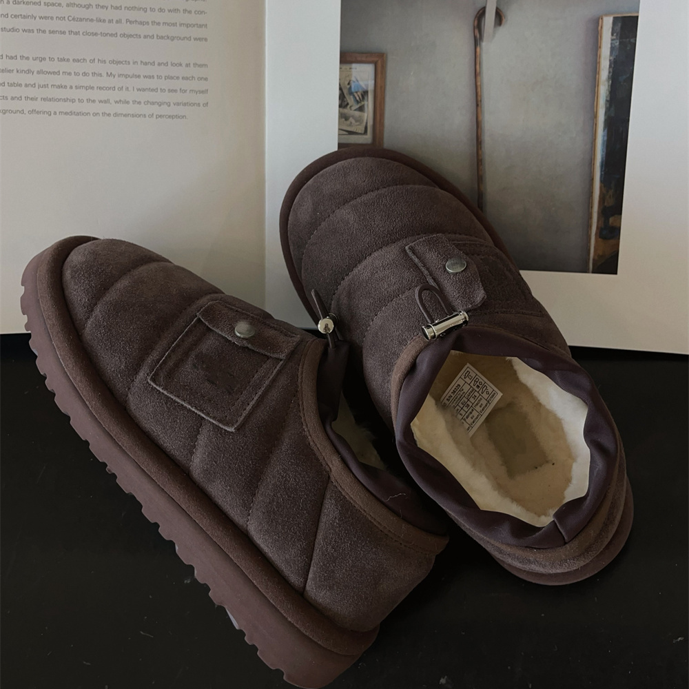 B入！大瑜定制 内里羊毛日系百搭毛毛虫懒人棉鞋一脚蹬保暖鞋主图