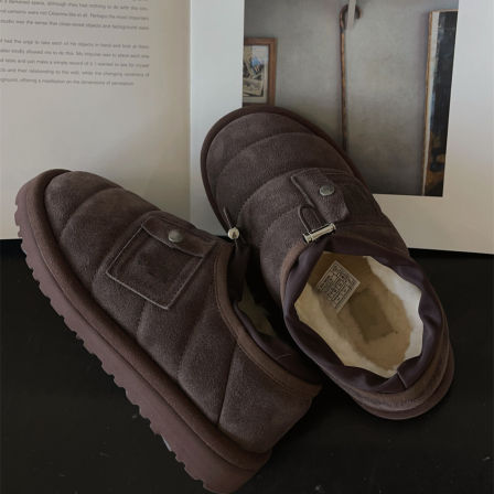 B入！大瑜定制 内里羊毛日系百搭毛毛虫懒人棉鞋一脚蹬保暖鞋