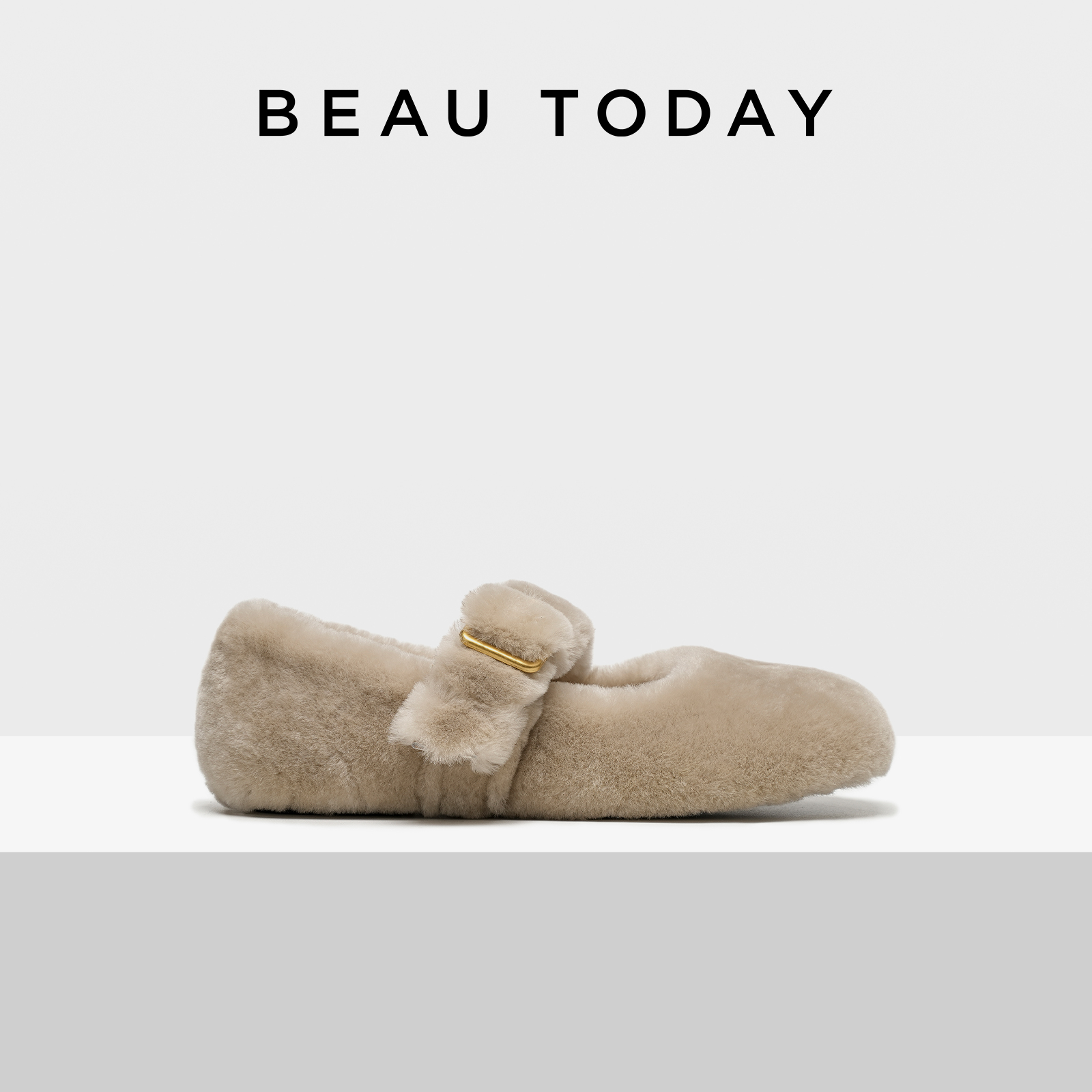 BeauToday毛毛鞋女外穿2025新款秋冬季平底鞋加绒棉鞋玛丽珍女鞋主图