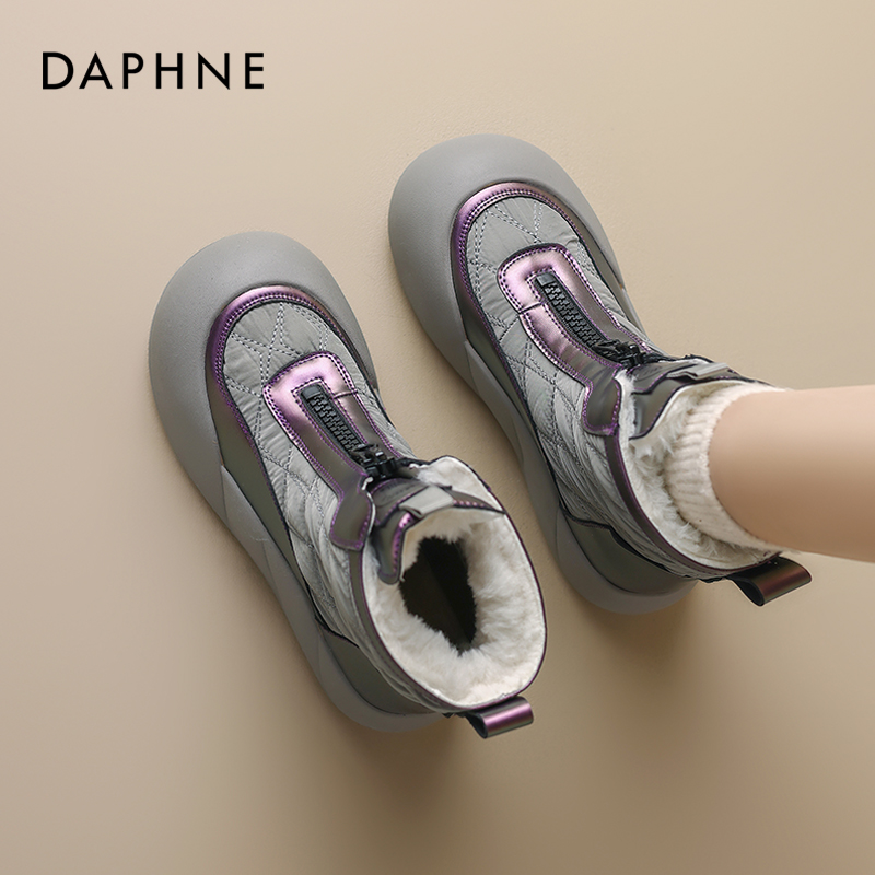 达芙妮厚底雪地靴女款2025新款冬季加绒鞋子防水防滑保暖面包棉鞋主图