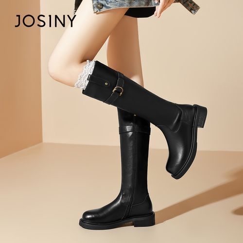 卓诗尼不过膝长靴2025秋冬新款时尚百搭女士外出流行加绒保暖女鞋主图