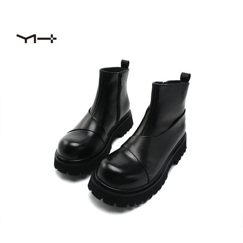 26710增高5cm一脚蹬马丁靴秋冬圆头短靴中筒男靴烟筒靴马丁靴主图