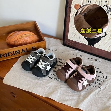 奇诺鼠冬季学步鞋【撞色星】时尚百搭软底加绒防滑潮流加绒1009m