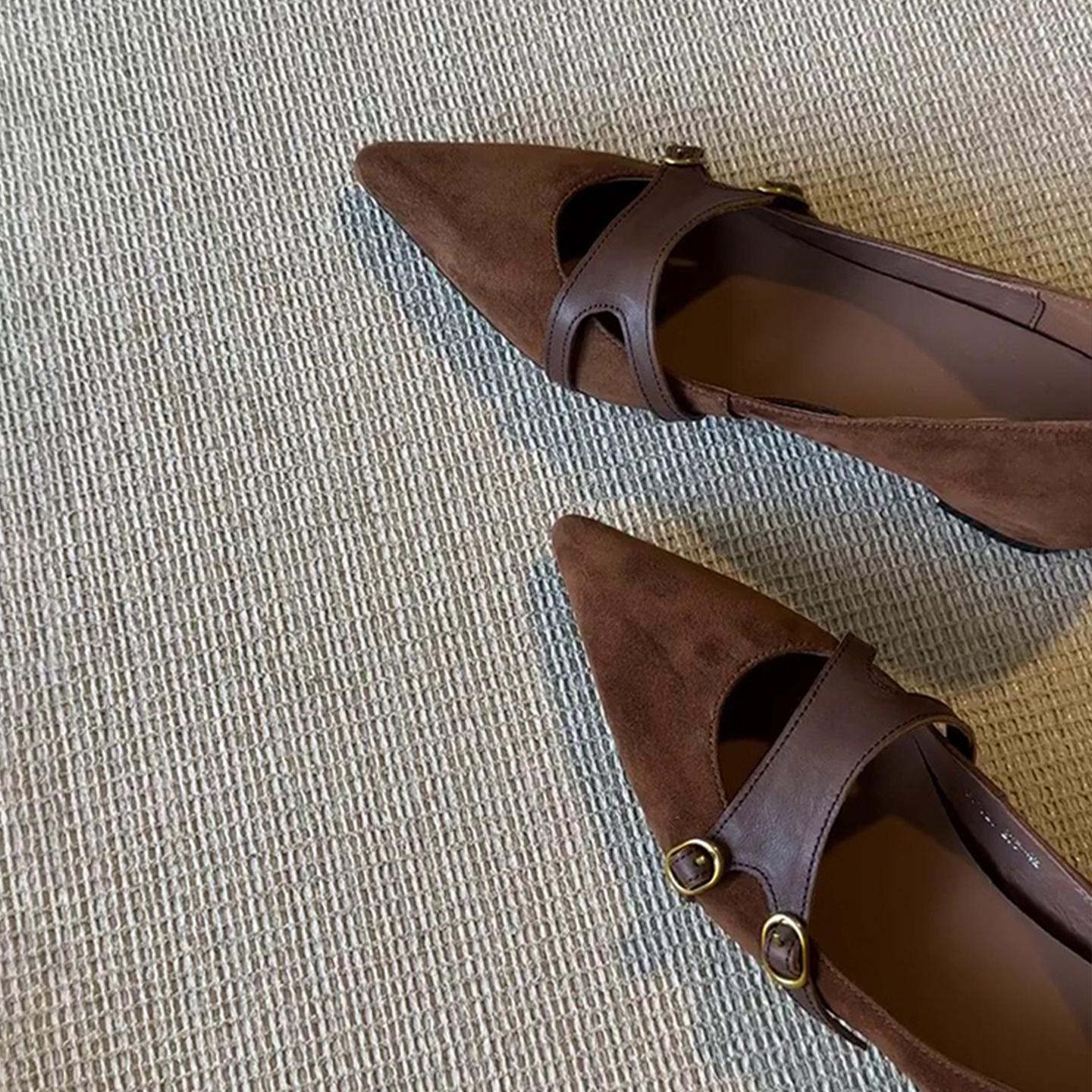 羊皮版~复古尖头内增高玛丽珍女鞋金属扣气质通勤一脚蹬浅口单鞋主图