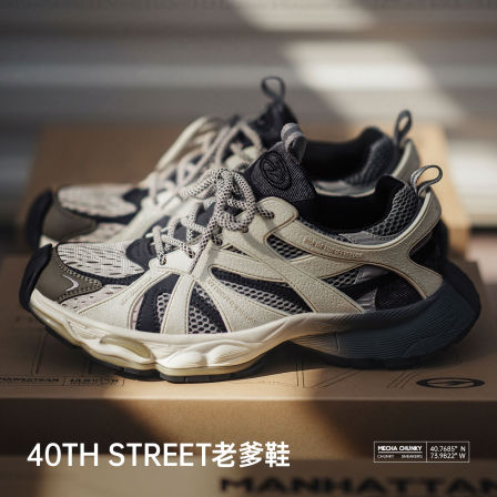 马登曼哈顿渐变老爹鞋冬季新款男网面波鞋增高厚底复古运动休闲鞋
