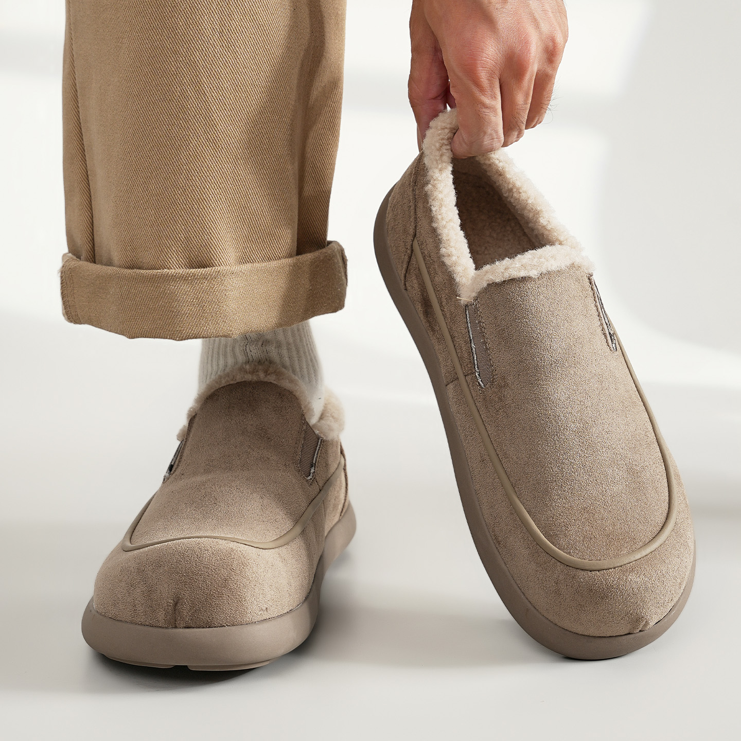 一脚蹬乐福鞋冬季加绒保暖雪地靴男全包勃肯鞋小土豆休闲加厚棉鞋主图