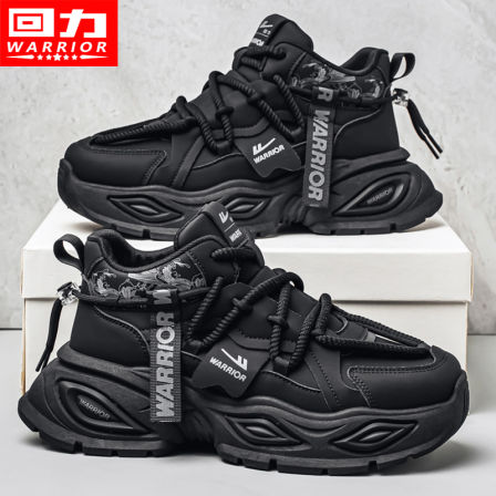 回力高帮鞋男鞋秋冬厚底减震运动鞋男款黑武士休闲增高黑色老爹鞋