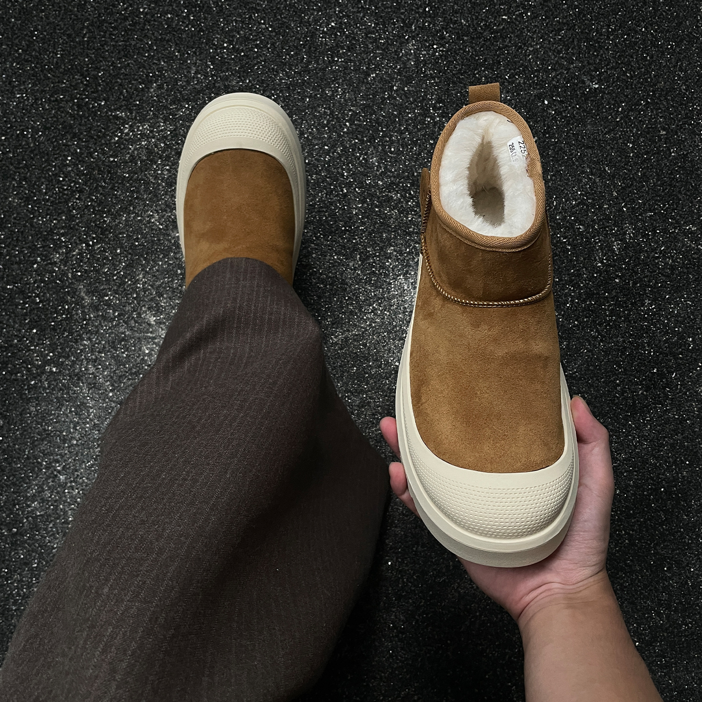 王一博同款雪地靴男潮牌冬季加绒厚底套脚马丁短靴保暖面包棉鞋女主图