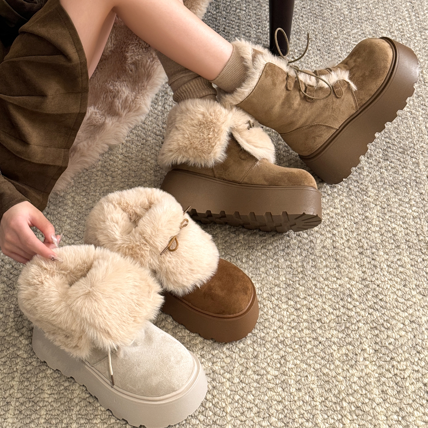 贾不假雪地靴女款2025新款秋冬季鞋子加绒雪地棉保暖棉靴厚底棉鞋主图