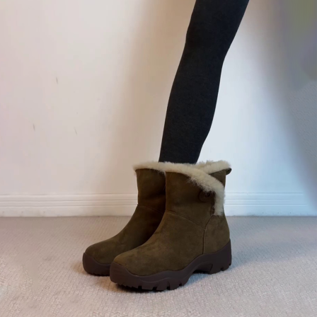 羊皮版~气质复古圆头百搭显瘦小众设计加绒保暖雪地靴时尚马丁靴